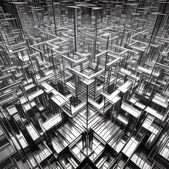 Poster - An intricate maze of mirrors creating a complex infinite labyrin