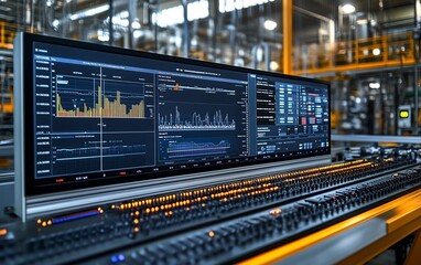 Leinwandbilder - Advanced dashboard in a hightech industrial setting, displaying realtime analytics and performance charts, driving datadriven decisions with cuttingedge technology