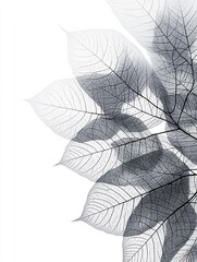 Poster - A delicate arrangement of translucent leaves creating a soft, artistic pattern against a white background.