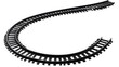 © RM Graphics - Curved railroad isolated on white background. Straight and curved railway train track icon