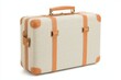© ARBA - Vintage Beige and Orange Suitcase with Leather Accents