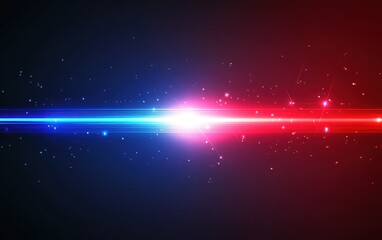 a striking red and blue neon-style vector illustration with horizontal light lines, designed in flat