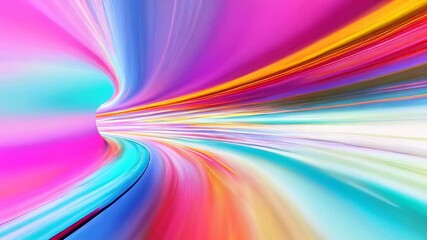 Poster - Abstract depiction of a futuristic tunnel with vivid, flowing light streaks in various colors, creating a sense of speed and motion.