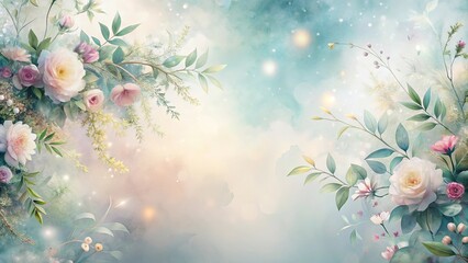 Wall Mural - Dreamy Floral Arrangement with Delicate White and Pink Flowers on a Soft Pastel Background