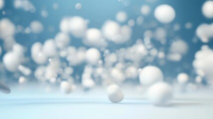 Poster - Abstract scene of floating white spheres with a soft bokeh effect, creating a light and airy atmosphere with a dreamy aesthetic.