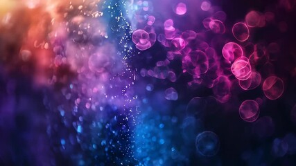 Poster - Vivid purple and blue bokeh lights blend in an abstract pattern, evoking a sense of mystery and dreamlike ambiance with texture.
