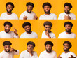 © Prostock-studio - Collage of young african american man portraits with different emotions and gestures over yellow background