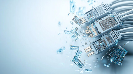 Aufkleber - High speed network cables connected to routers with dynamic effect