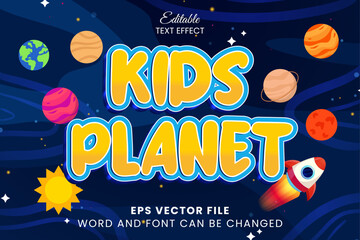 Poster - kids planet editable vector text effect