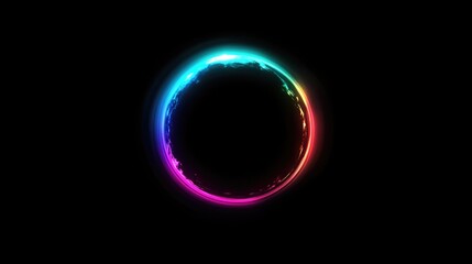 Wall Mural - Neon Circle on Black Background