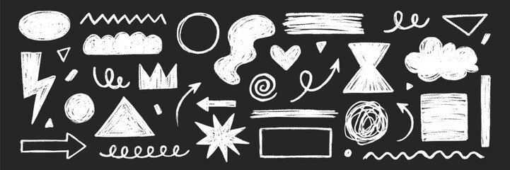 Aufkleber - Pencil crayon brush line stroke. Brush crayon pencil chalk texture effect doodle shape. Vector hand drawn marker stroke background set of abstract design graphic figure. Vector illustration