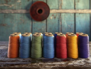 Wall Mural - Thread Spools on Table