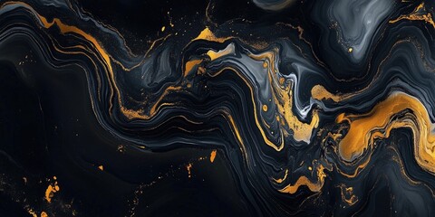 Wall Mural - Black and Yellow Marble Close Up