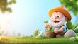 © GenerativeAIpicture - Cheerful Cartoon Farmer in 3D Style with Basket