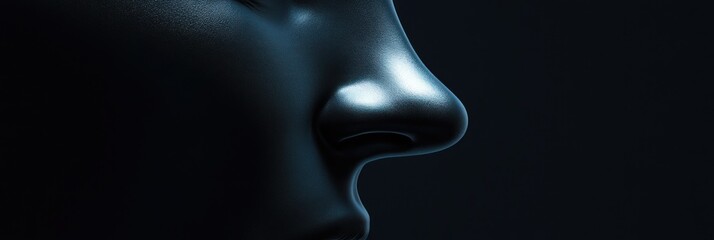 Wall Mural - A close-up profile of a stylized human face against a dark background.