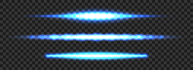 glowing blue neon tube lamp set. led light line beam collection. bright luminous fluorescent bar sti