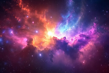 Wall Mural - acolorful space galaxy, cloud nebula, starry night cosmos, and supernova background in the field of 