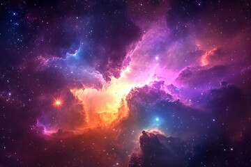 Wall Mural - acolorful space galaxy, cloud nebula, starry night cosmos, and supernova background in the field of 