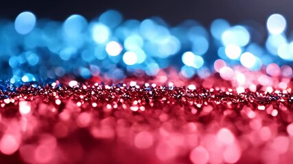Poster - Sparkling red and blue glitter with a bokeh effect, creating a vibrant, celebratory atmosphere suitable for festive and patriotic themes.