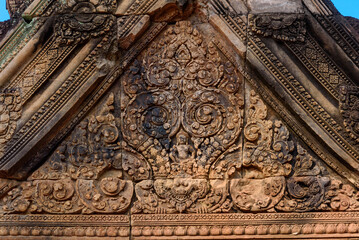 Wall Mural - Bas-relief Sculpture at Banteay Srei temple Siem Reap, Cambodia.