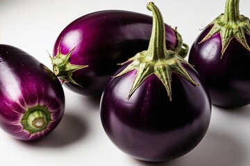 Fresh Purple Eggplant on White Background for Healthy Eating Options