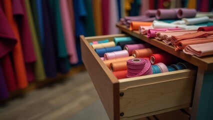 Poster - A drawer full of colorful clothes