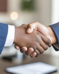 A consultant and client shaking hands over a successful contract signing, professional consulting services