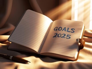Wall Mural - growth self-awareness concept. an open notebook displays the words 