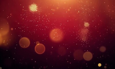 Wall Mural - sparkling particles and red glowing bokeh lights against a dark background. create a magical, festiv