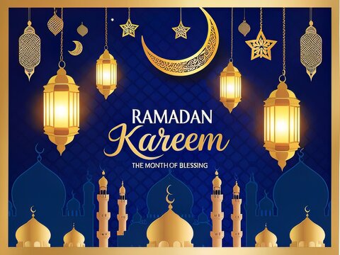 Ramadan Kareem Background Design. Vector illustration for greeting cards, posters and banners.
