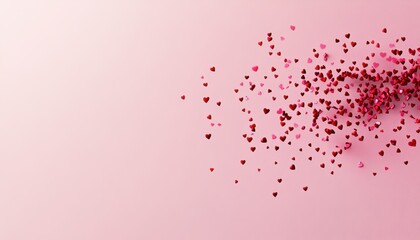 Poster - Red Hearts on Pink Background.