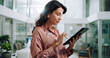 © D Lahoud/peopleimages.com - Woman, tablet and office with medical consultant, online and app with web checklist of doctor. Technology, professional and telehealth with planning and review of healthcare results in clinic