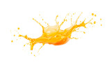 A splash of orange juice in motion, vibrant and semi-transparent to overlay on other images