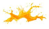 A splash of orange juice in motion, vibrant and semi-transparent to overlay on other images