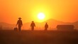 © Jakkarin - Majestic Sunset in Rural China - Vibrant Fields and Silhouettes of Farmers Returning Home in Warm Hues