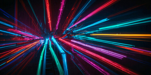 Wall Mural - abstract background of neon lights in motion
