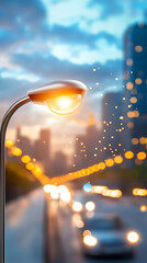 Canvas Print - Transforming urban spaces iot-enabled streetlights enhance city energy efficiency