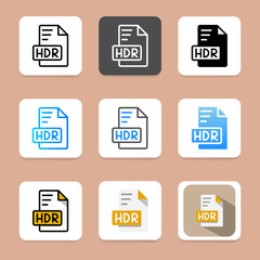 Poster - Set hdr document files type icons, can be used for websites, UI and interfaces.