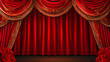 © 用脚 开门 - Elegant red theater curtain with rose accents
