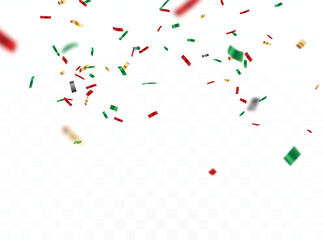 Wall Mural - red and green confetti celebration banner, christmas decoration background