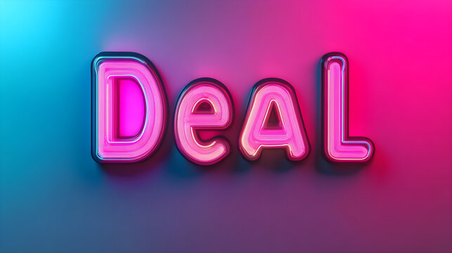The word 'Deal' in a glowing neon light effect