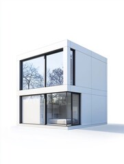 Poster - Minimalist Cube House with Flat Roof and Large Windows Capturing the Essence of Contemporary Design