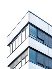 Poster - Minimalist Style Building with Functional Geometric Shapes on White Background