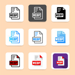 Poster - Set webp format document icon. can be used for file type, extension and archive.