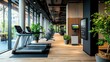 © CozyDigital - Fitness equipment in modern gym urban location interior photography bright environment wide view health and wellness concepts
