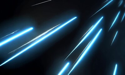 Aufkleber - Abstract neon blue glowing lines 4K animation  on a black background, featuring futuristic geometric shapes and fluid stripes, perfect for technology-inspired designs or high-tech digital art.