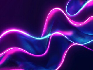 Poster - mesmerizing neon wave lines creating dynamic energy on dark background