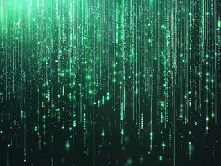 Poster - mesmerizing neon digital rain cascading across a futuristic data stream background