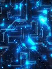 Poster - neon circuit maze glowing pathways symbolize the complexity of modern technology