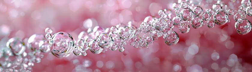 Poster - Mesmerizing Abstract Bubble Formation with Soft Pink Background and Gentle Refraction of Light Creating a Dreamy Atmosphere for Stunning Visuals